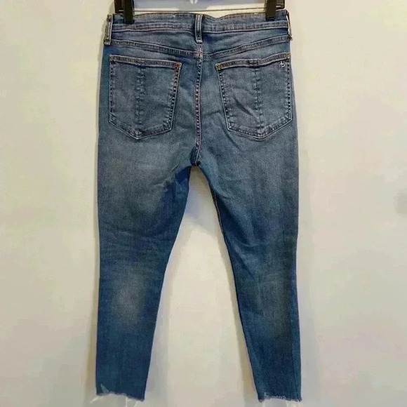 Rag & Bone Cate Mid Rise Ankle Skinny In Mick With Hole Size 30 - Picture 11 of 14